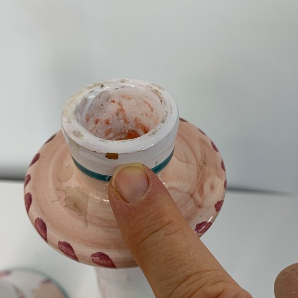 Vintage Pair Of Hand-Painted Ceramic Candlesticks Southwest 14" 7701 - Picture 9 of 15